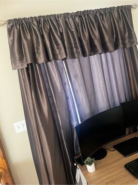 Peri Homeworks Chocolate Brown Curtain Panels (4) & Valances (4) Set
